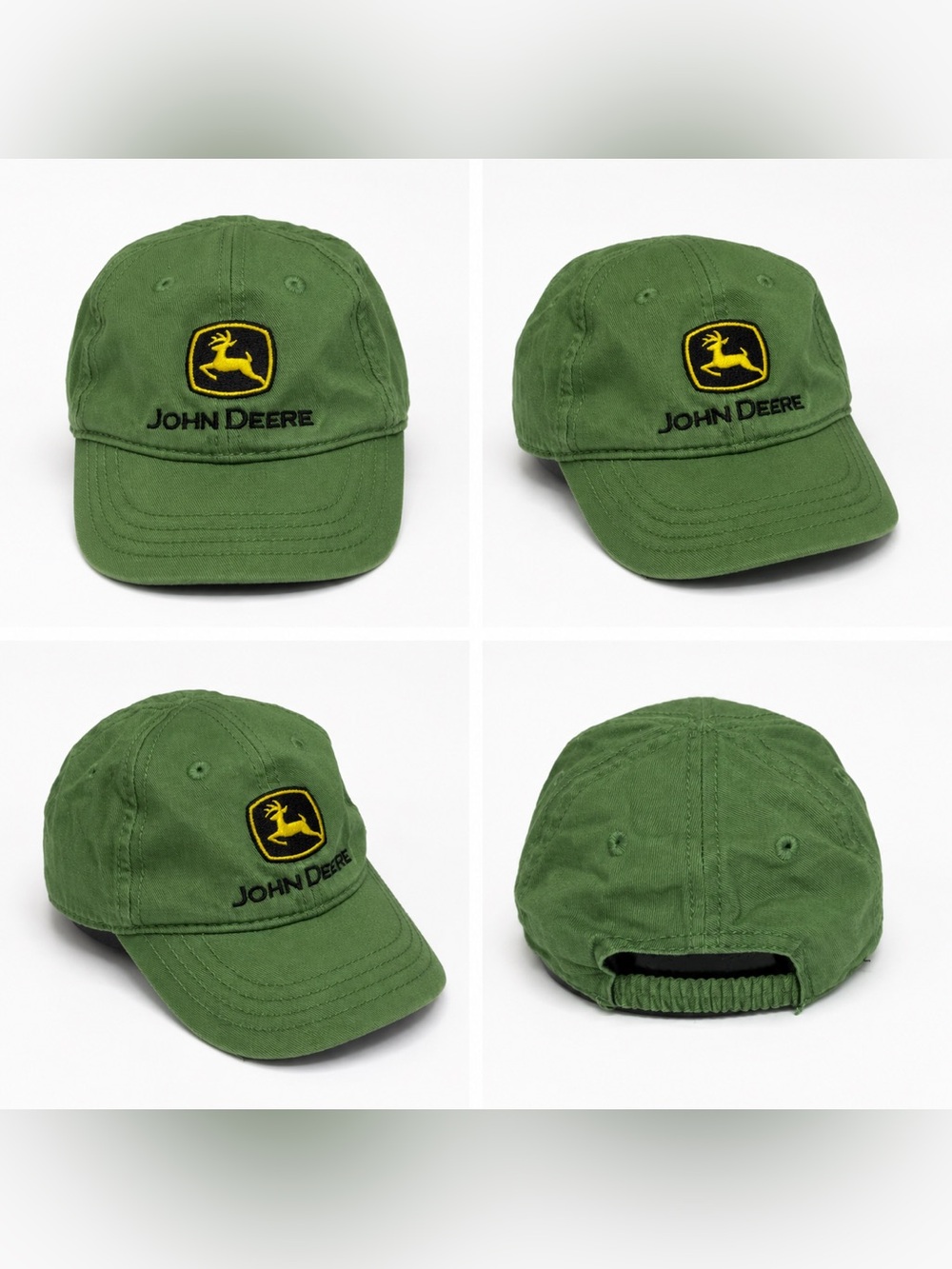 John Deere Toddler Green Embroidered Logo Stretch Fit Baseball Cap Hat